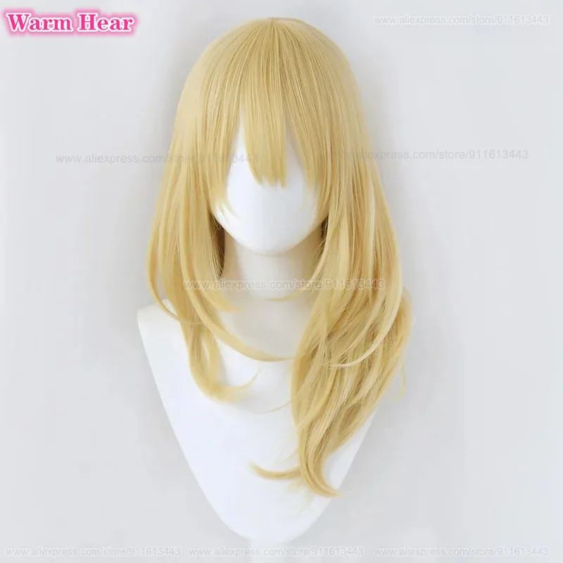 Synthetic Anime Cos Long 65cm Golden Sano Emma Heat Resistant Hair Halloween Party Carnival Role Play + A Wig Cap