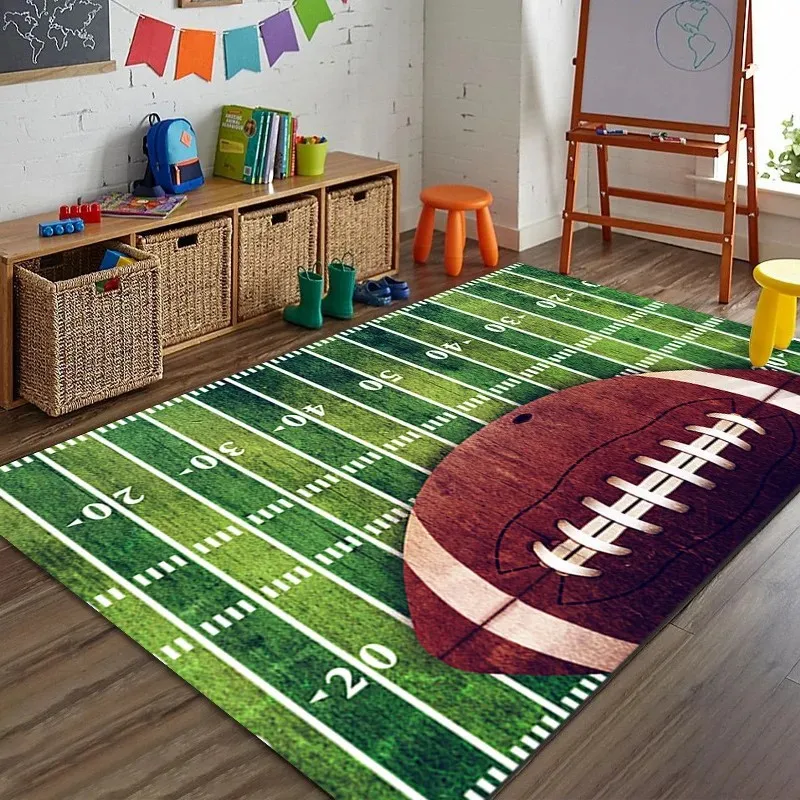 VIKAMA Non-slip Basketball Soccer Racing Rug, Washable Soft Play Mat for Kids Bedroom Playroom