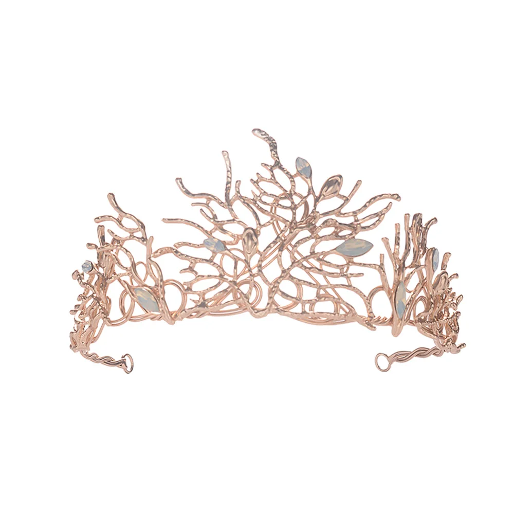 

Baroque Alloy Vintage Crown Bridal Headdress Wedding Rhinestone Decor Tiara Photo Props for Bride Elegant Temperament
