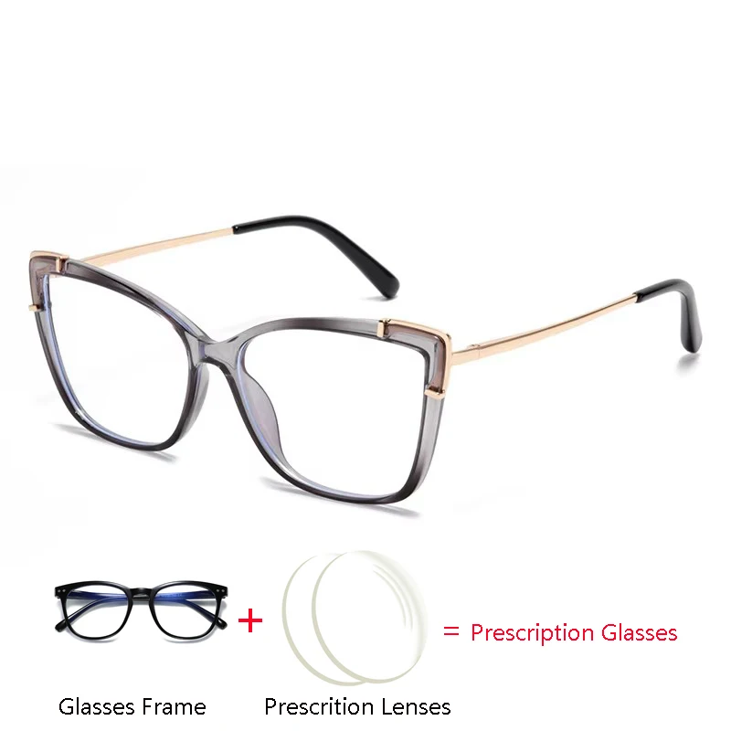 

Transparent Gray Frame Cat Eye Optical Spectacles With Prescritpion Shortsighted/Hyperopia/ProgressiveCustomized Eyeglasses
