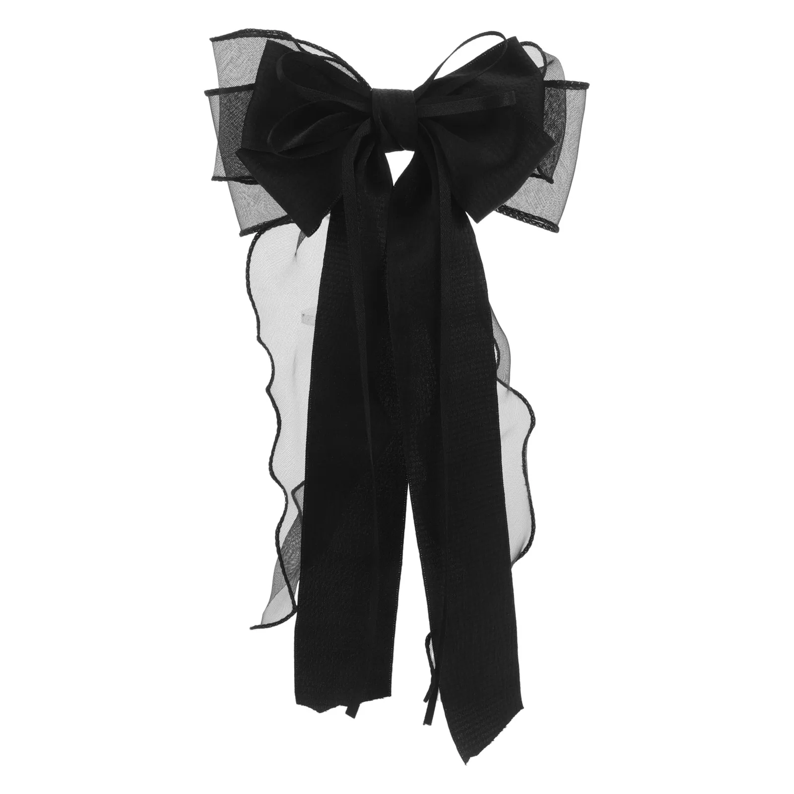

Black Ribbon Lace Bow Hairpin Clips for Women Mesh Bows Accessories Girls Hair Bow Tail Net Decor Gothic Present