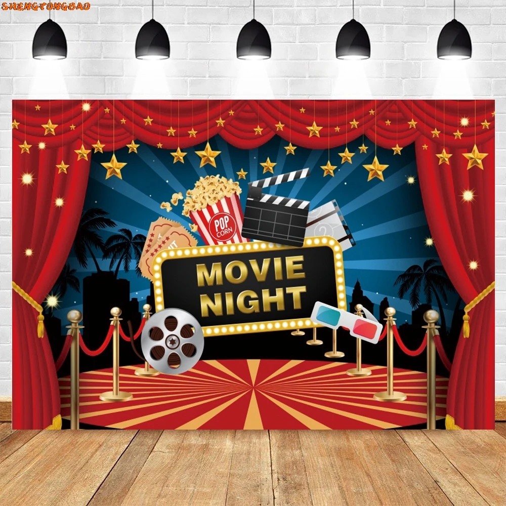 سينما فيلم ليلة موضوع التصوير خلفية السجادة الحمراء الفشار فيلم الحدث ستار كازينو بوكر حفلة عيد ميلاد صورة خلفية