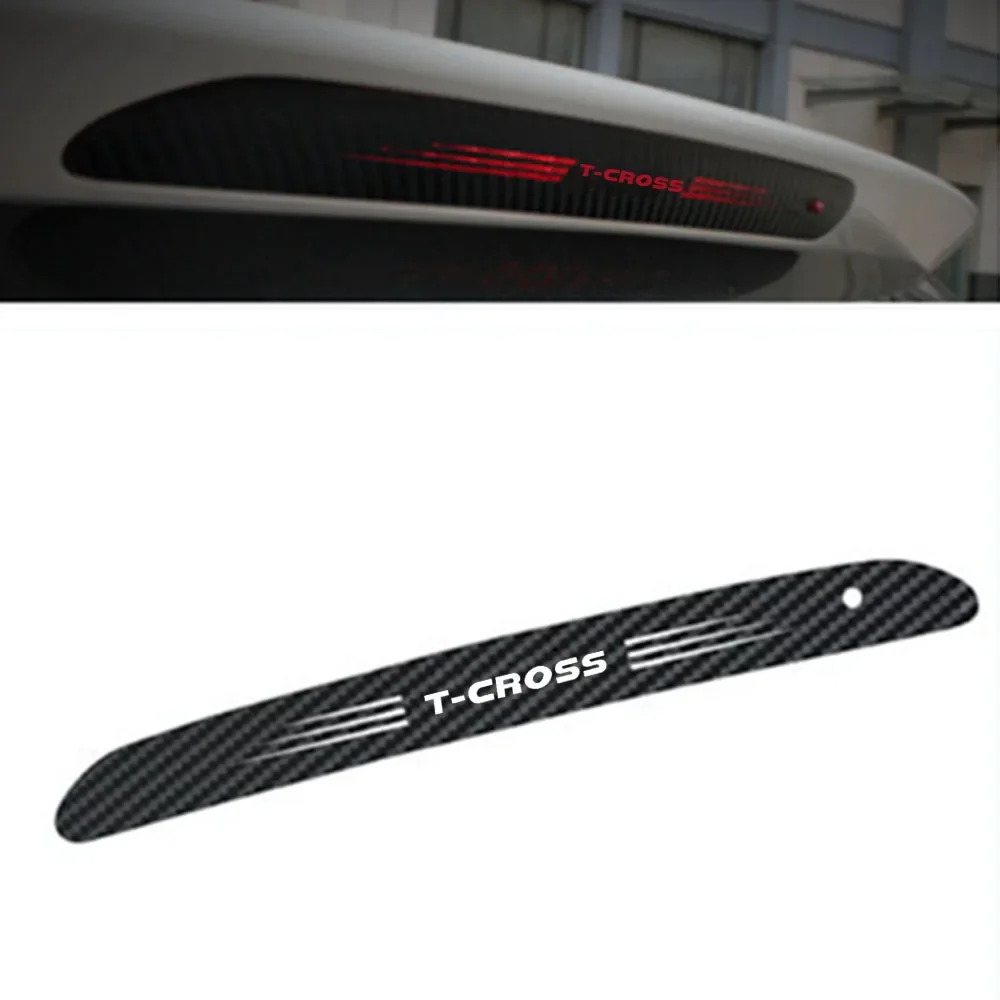 Carbon Fiber Car Braking Lamp Stickers Styling for VW T-Cross Badge High Positioned Rear Brake Lights Cover Decals Accessories