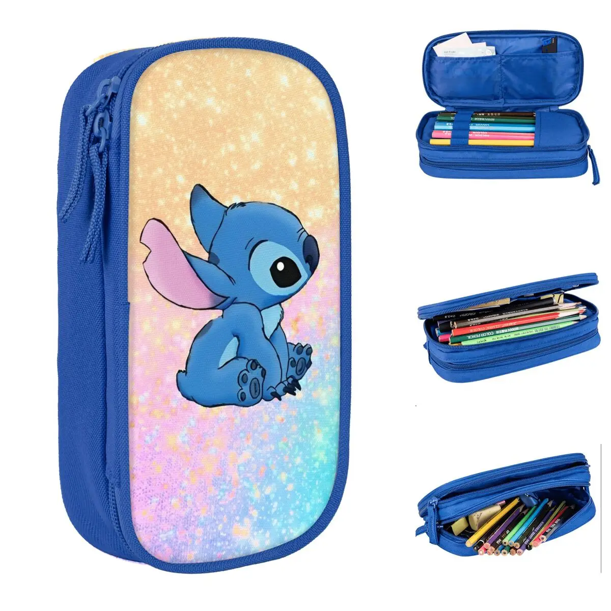 

Stitch Star Pencil Case Cute Rainbow Colourful Pen Box Bag Girl Boy Big Capacity Students School Zipper Pencilcases