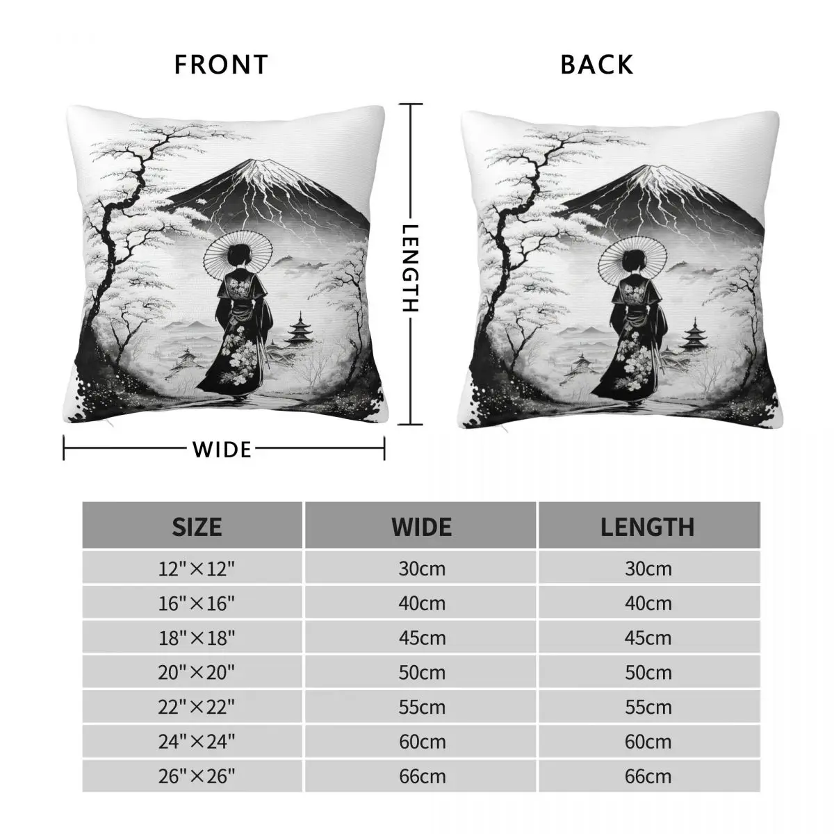 Geisha Pilgrimage To Fuji Square Pillowcase Polyester Linen Velvet Creative Zip Decor Throw Pillow Case Sofa Cushion Case 18