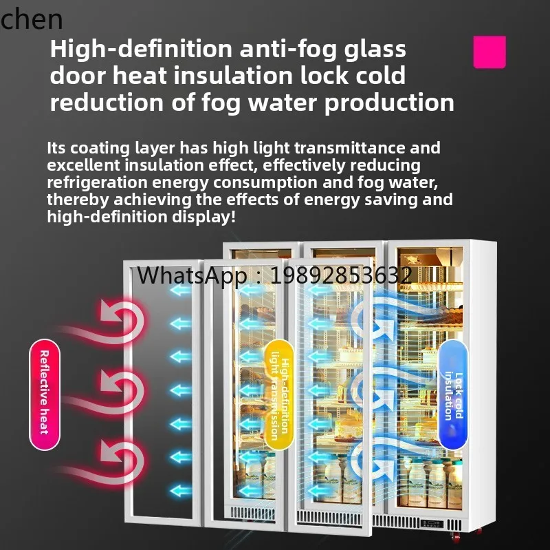 commercial vertical cake display cabinet, supermarket fruit preservation, dessert baking air-cooled freezer