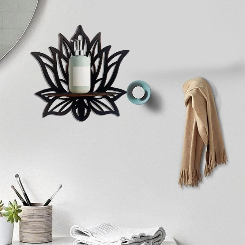 Hollowed Flower Wall Shelf Crystal Display Shelves Storage Rack Organizers