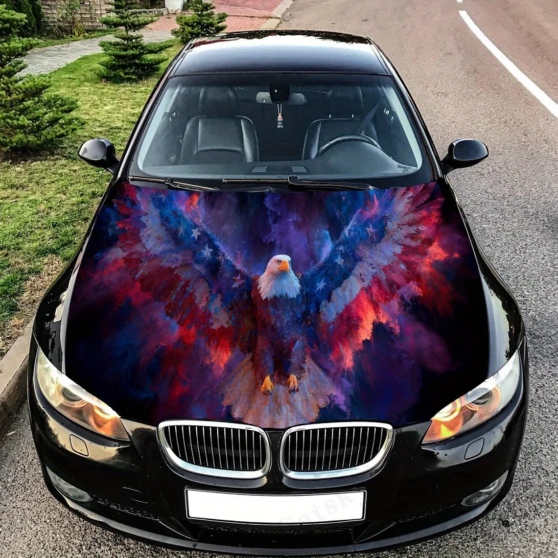 

Патриотическая американская космическая наклейка на капот автомобиля, ПВХ, самоводонепроницаемая палочка, яркие внешние аксессуары для автомобиля, украшение Prot