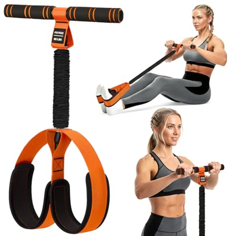 

Multifunction Pedal Resistance Band with Handle, Upgraded Exercise Equipment with Soft Feet Pedal for Sit Up and Full-Body Home
