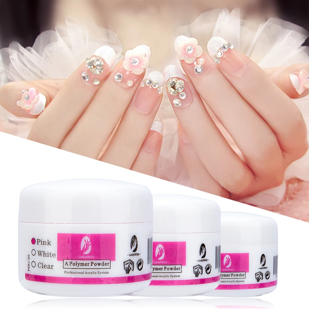 Sdotter-pó acrílico para 3D Nail Art, cristal de escultura clara, polímero extensão Gel, solução Silp, branco, rosa