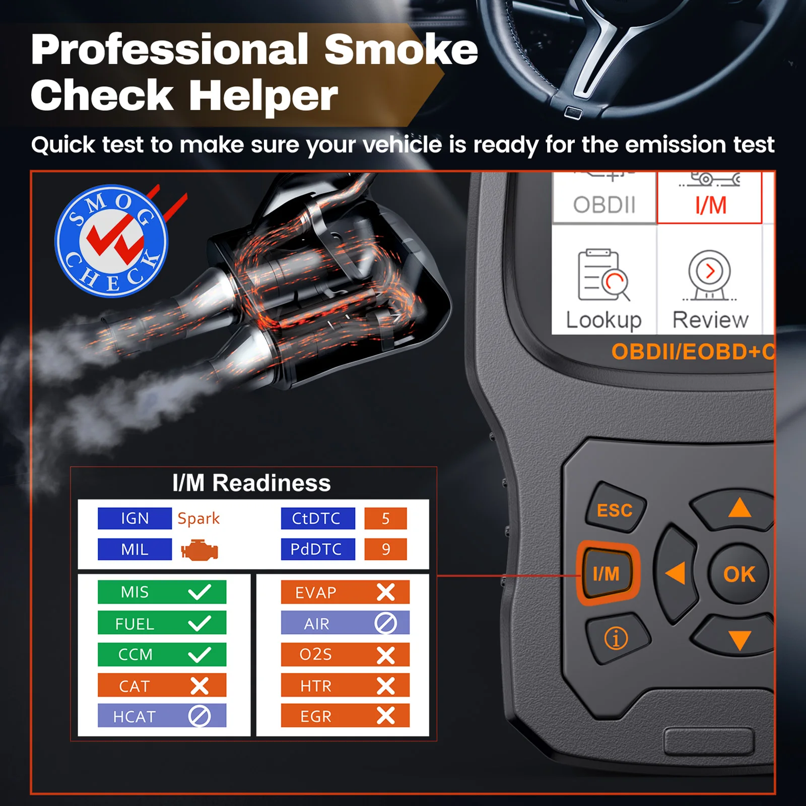 ANCEL AD530 OBD2 Scanner Battery Check Full OBD2 Function Smoke Check EOBD OBD Code Reader Turn off Engine Light Automotive Scan