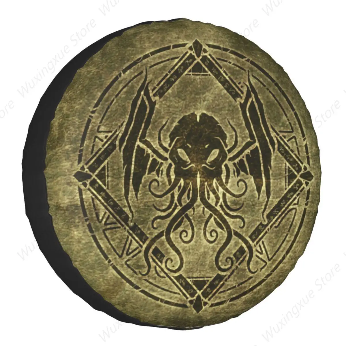 

Cthulhu Design Old Leather Spare Tire Cover for Jeep Mitsubishi Pajero Custom Horror Dark Monster Car Wheel Covers