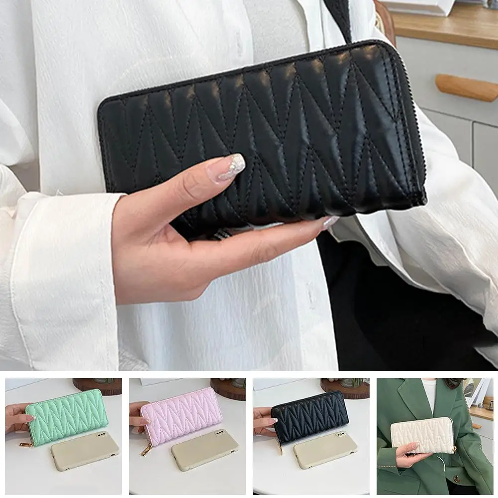 

Women's Long Embroidered Thread Phone Bag Fashionable Capacity Elegant Card Phone Large Handheld Women Multi Wallet Cute Ba D9X6