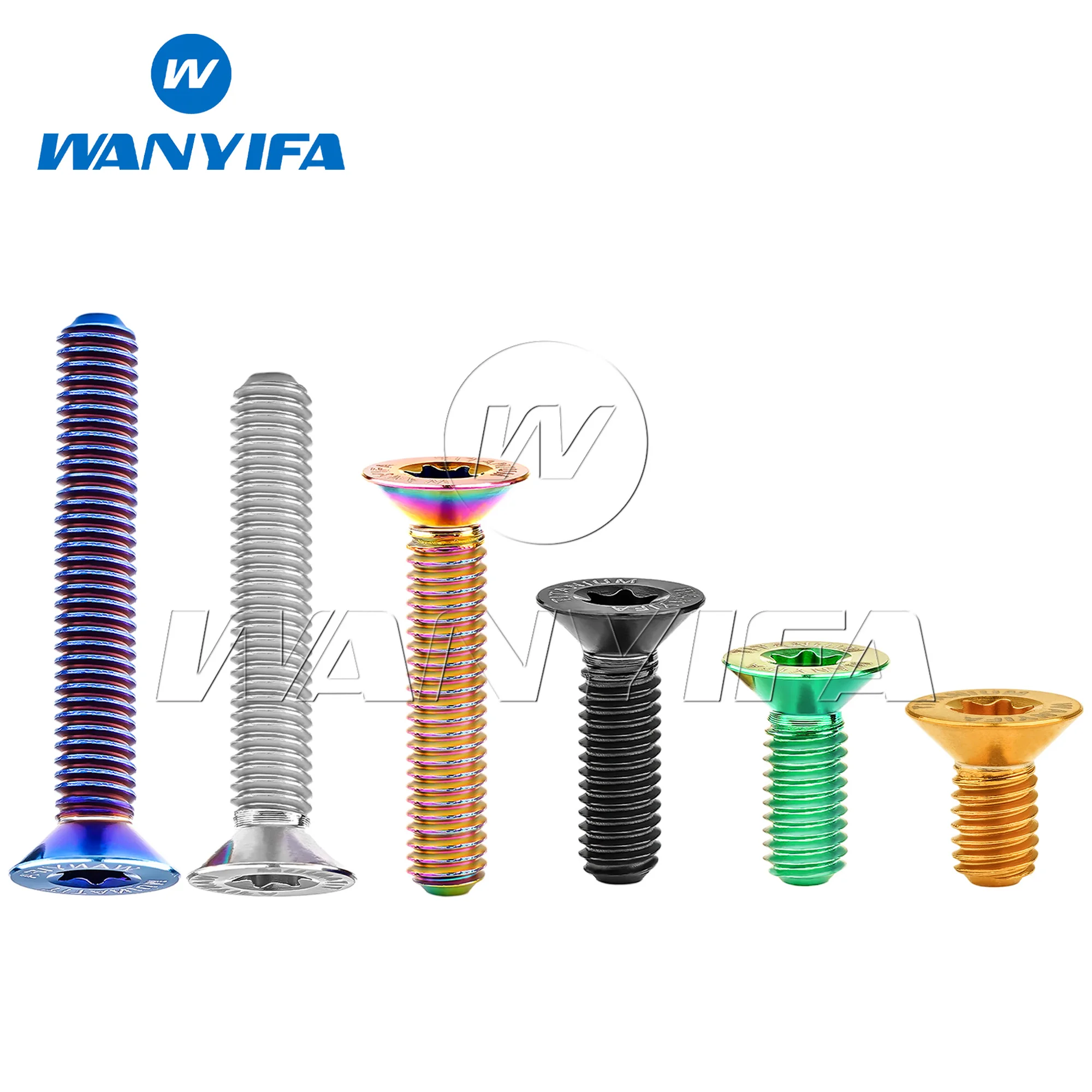 Wanyifa Titanium Alloy Bolt M3X6 8 10 12 15 18 20mm Countersunk Torx T10 with Logo Screw Fasteners
