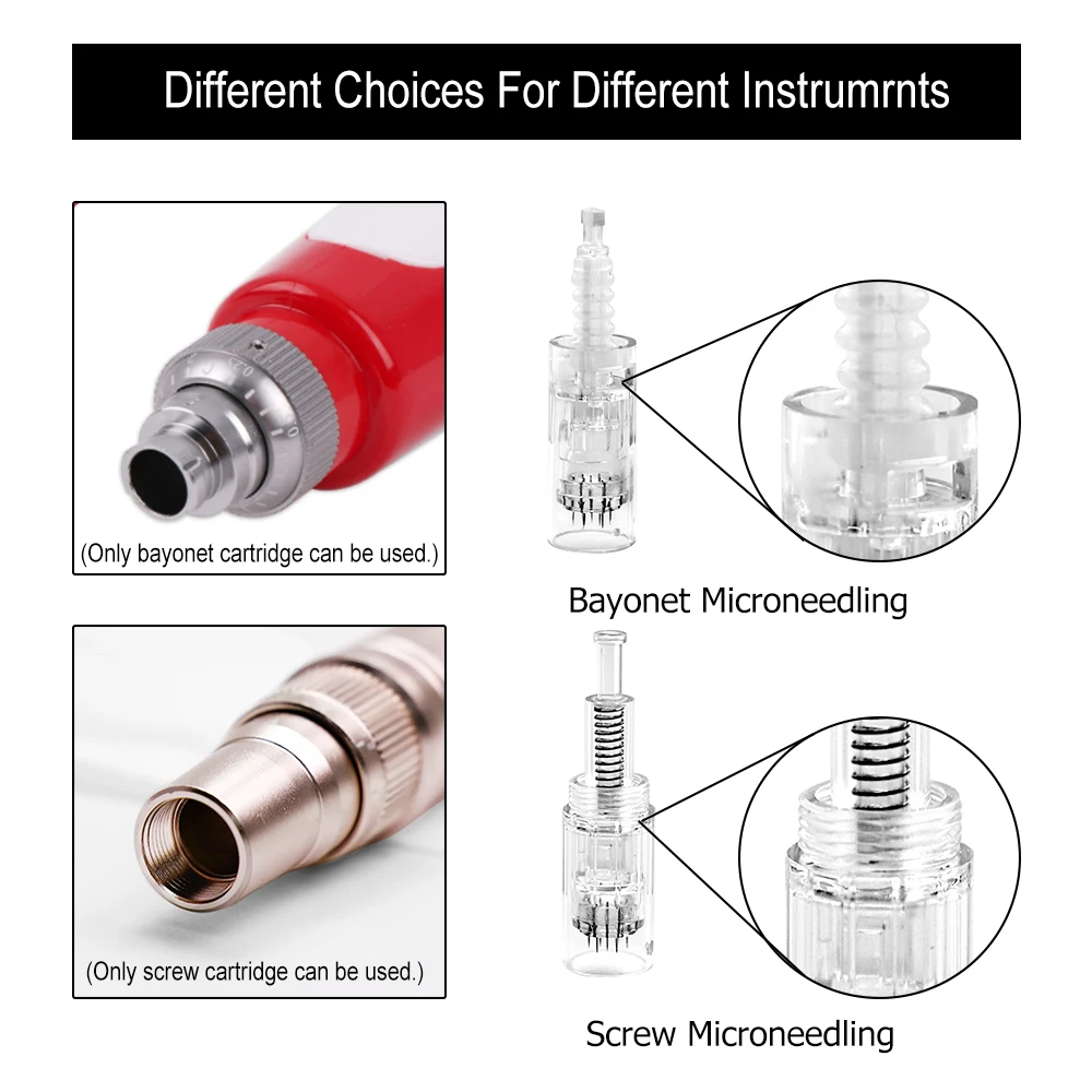 10 stücke schraube patrone micro nadeln bajonett patrone micron eedling für derma stift elektrische dr. imp stift 9/12/24/36/42/ nano nadel