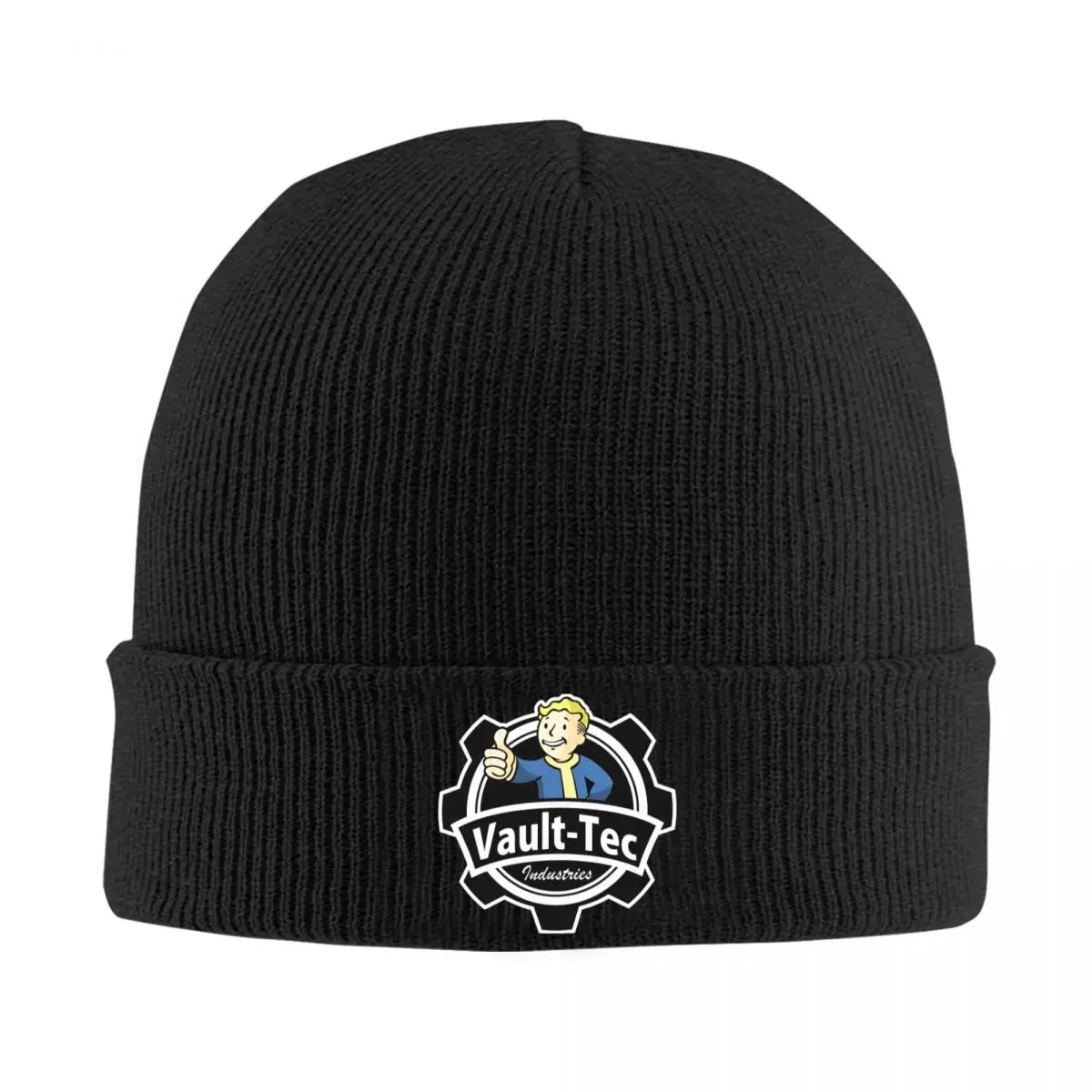 Vault-Tec Logo Bonnet Hats Fallouting Game Knit Hat Adult Unisex Retro Warm Soft Beanie Hats Autumn Hippie Printed Cap