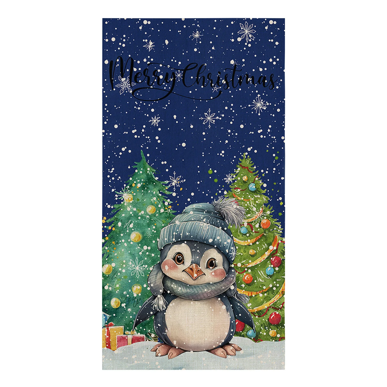 Christmas Penguin Handdrawn Soft Microfiber Kitchen Towel Absorbent Clean Dish Cloth Towels Kichen Cleaning Supplies