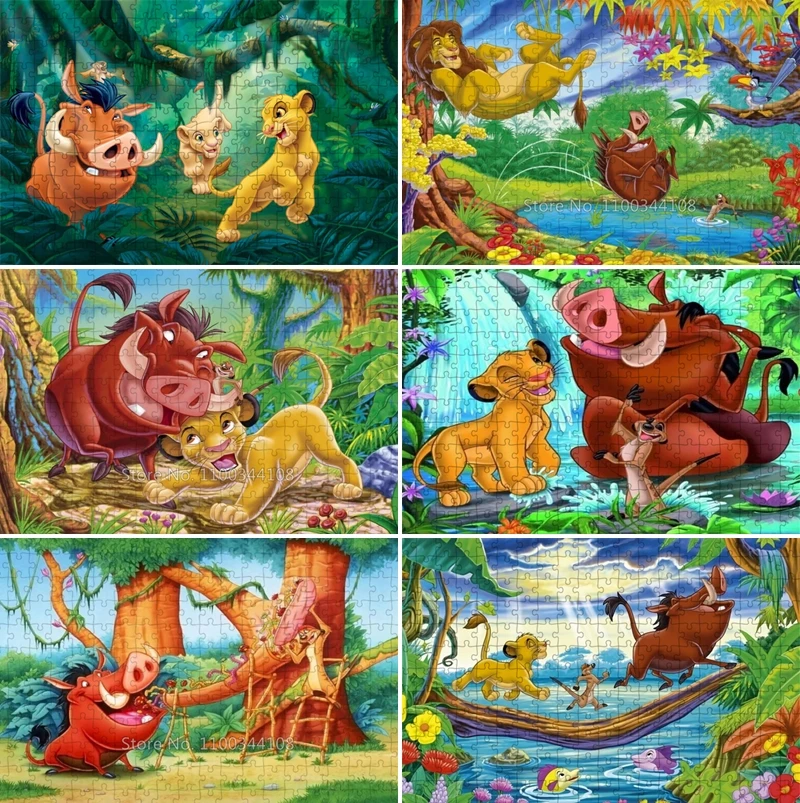 The Lion King Jigsaw Puzzle Disney Cartoon Anime Wooden Puzzles for Children's Educational Handmade Assembly Toys Family Game