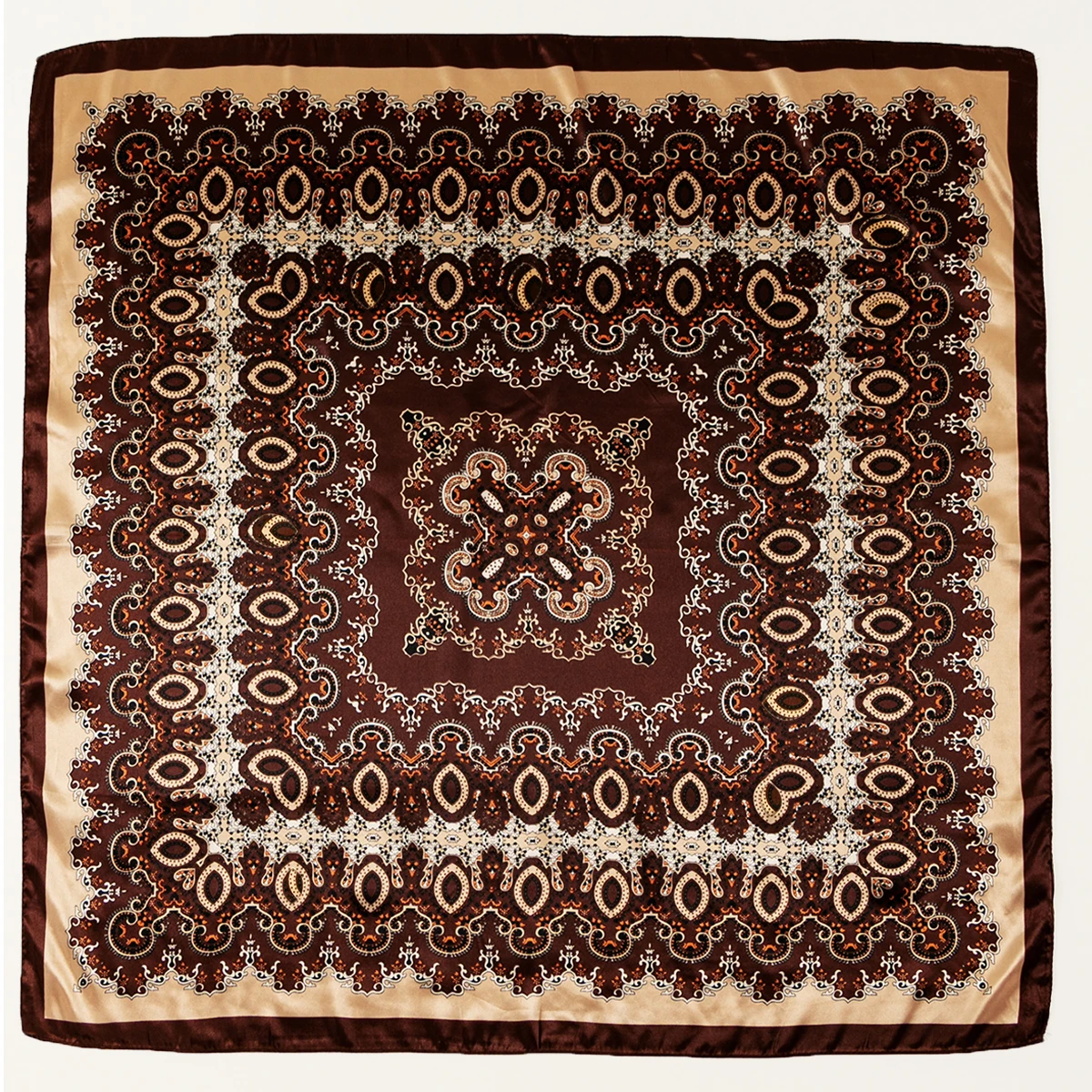 Modisches Paisley-Print-Kerchief, Damen-Haarschal, Seiden-Stirnband, Bandana, Kopftücher, quadratische Hijab-Schals für Damen – Detail 4