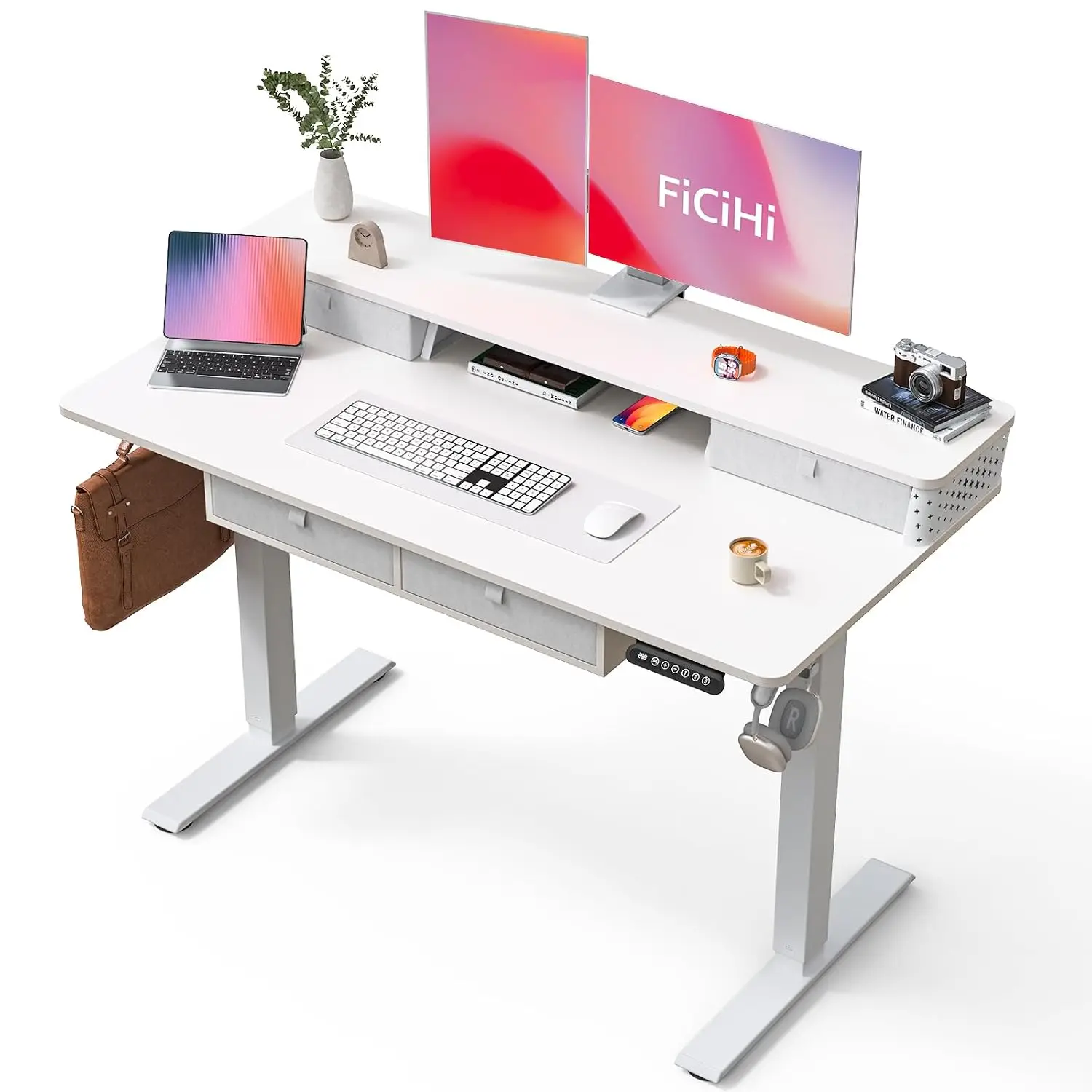 Electric Standing Desk 4 Drawers Adjustable Height 48x24 Inch, Customized