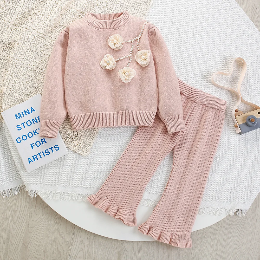Graceful Fall Winter Sweater kids' sets and outfits 2PCS SETS for Little Sweet Girls Clothes Knit Top