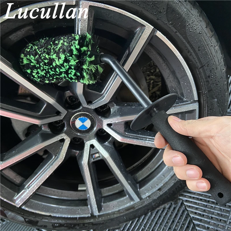 Lucullan Angled Wheel Detailing Brush-For Maximum Deep Cleaning On Rim Chrome Pipes Super Soft Alpaca Fibers