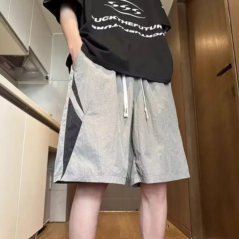 

Joggers Sweat Wide Shorts for Men Beach Quick Dry Board with Pockets Drawstring Sports Loose Man Short Pants Baggy Casual Ice Xl