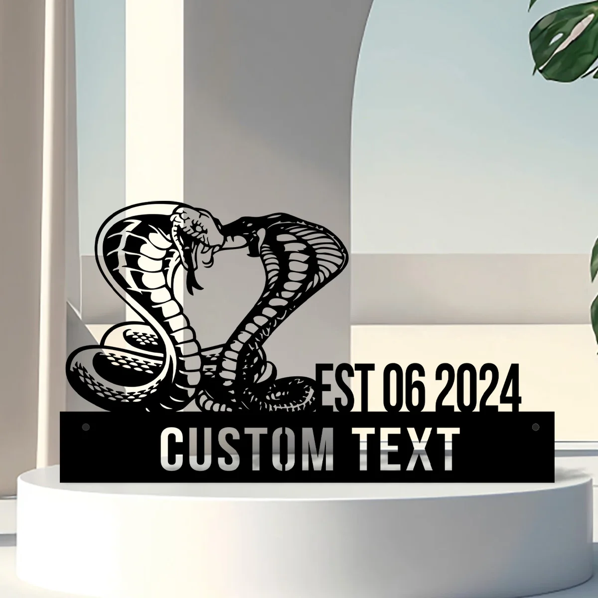 Custom King Cobra Snake Desk Name Plate Wedge, Personalized Cobra Rattlesnake Snake Nameplate Office Sign Company Shelf Tabletop