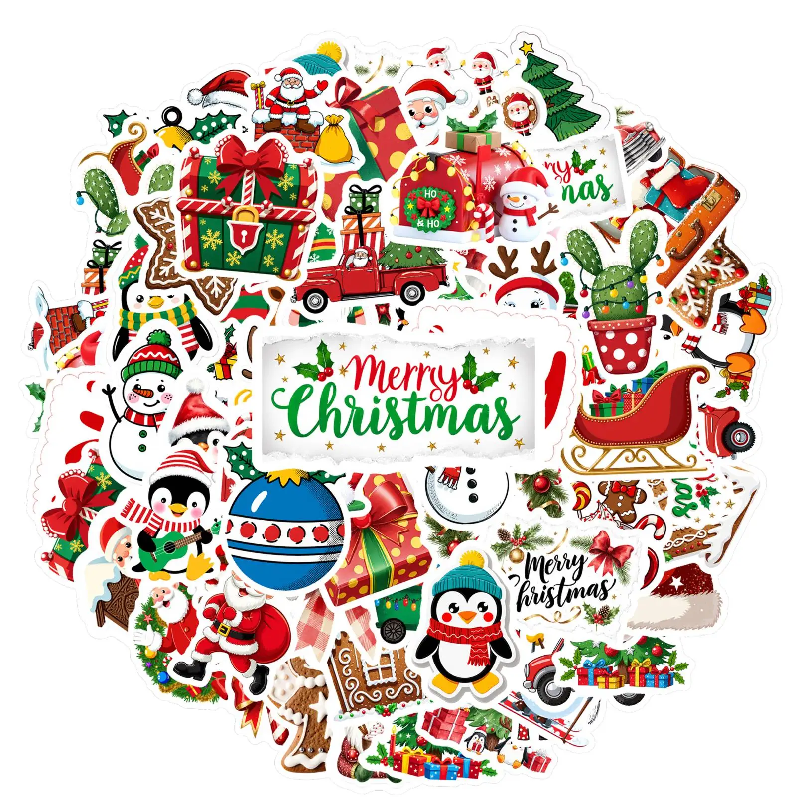 1set Cute Christmas Stickers Merry Christmas Santa Claus Elk Stationery Sticker For Luggage Laptop Suitcase Xmas Graffiti Decals