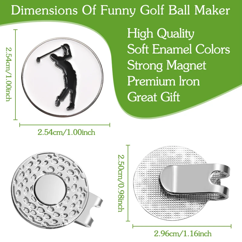 Golfer Pattern Magnetic Golf Ball Marker Hat Clip Golf Training Accessories Baseball Cap Decorative Clip Jewelry Gift for Friend