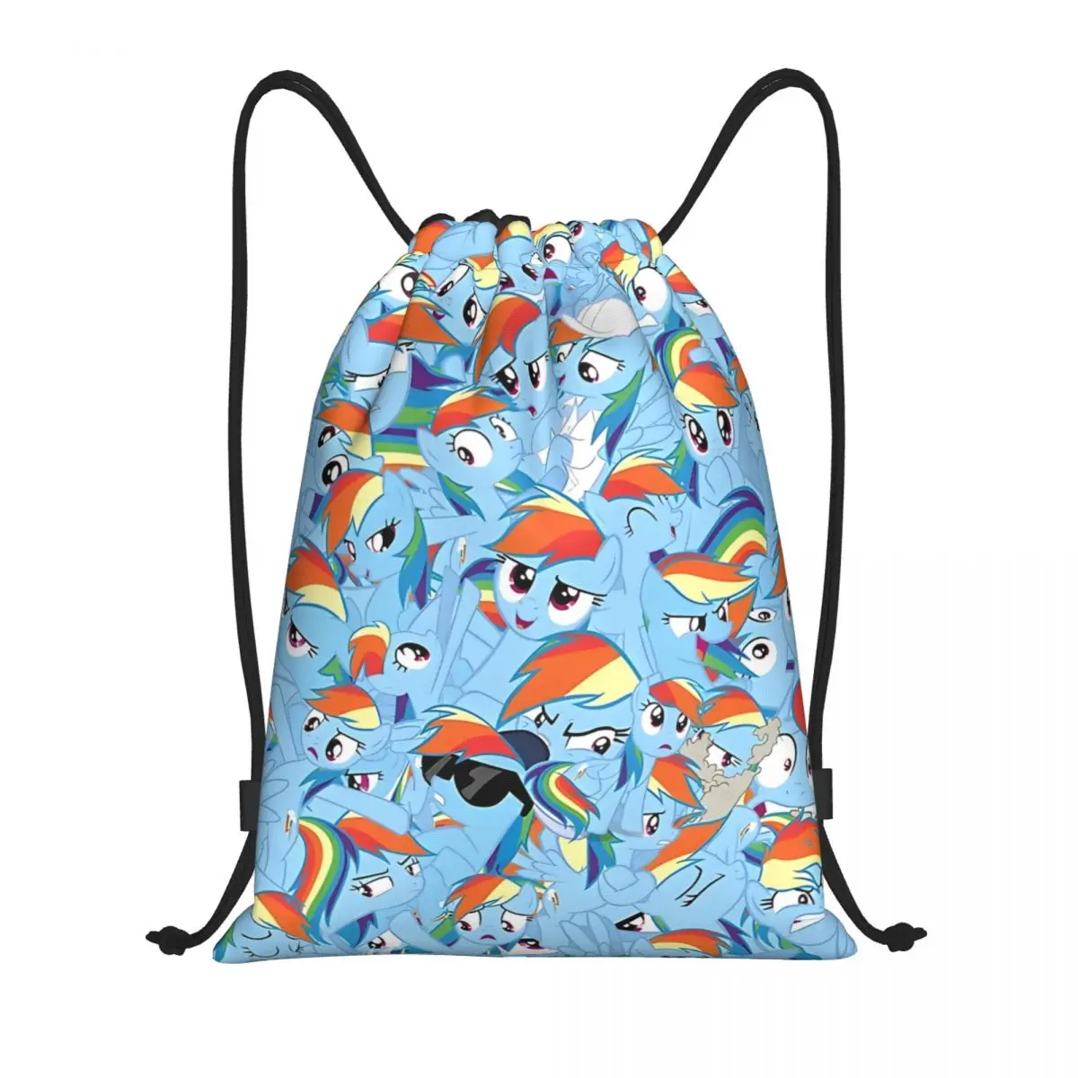 Rainbow Dash Mess Drawstring Back Pack Bag Travel Storage Package Teenagers Beach Tote Bag School Sport Shoe Bag Portable