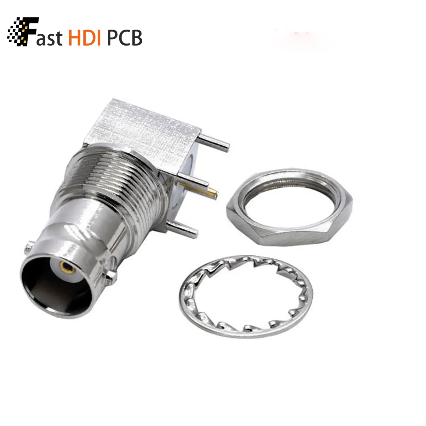 BNC Female Right Angle PCB Mount Connector BNC-KWE 50 Ohm 4 Pin Jack for CCTV Camera RF Circuit Antenna  Test Equipment