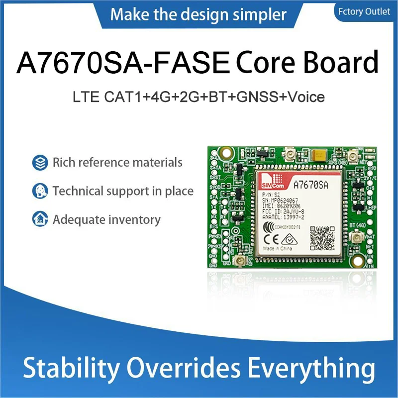 SIMcom-CAT1 Core Board, Suporta Dados, GNSS, Voz, A7670SA-FASE