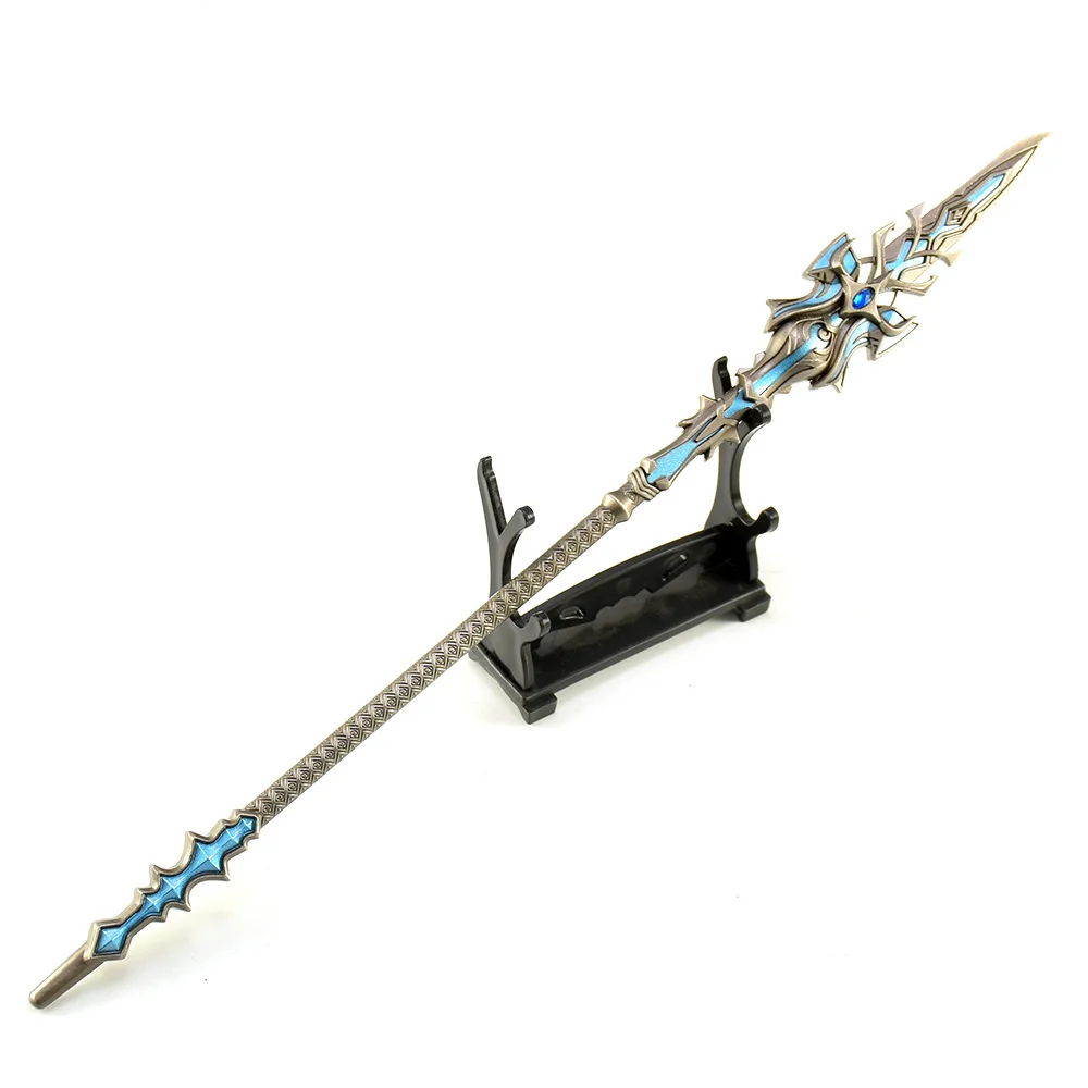 Figura de Anime Soul Land Tang Ya de 30cm, pistola Overlord azul y plateada, espada decorativa de Metal, figura de acción artesanal, espada de juguete, regalo de Cosplay