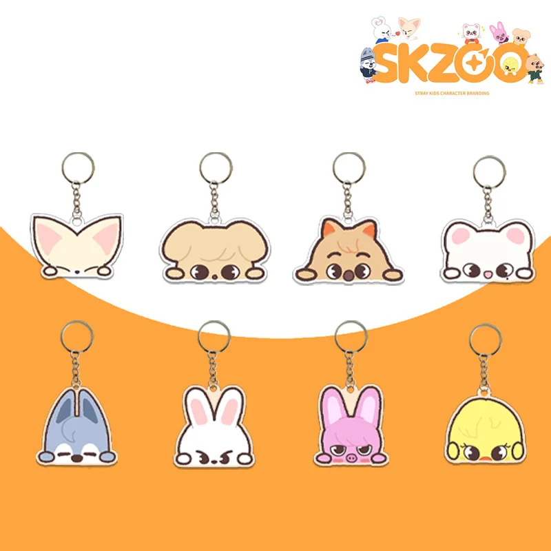 

Q Version SKZOO Stay Kid Kpop Hot Boy Band Acrylic Keychain Christmas Gifts Bag Charm Keyring Creative Key Chain Fan Collection