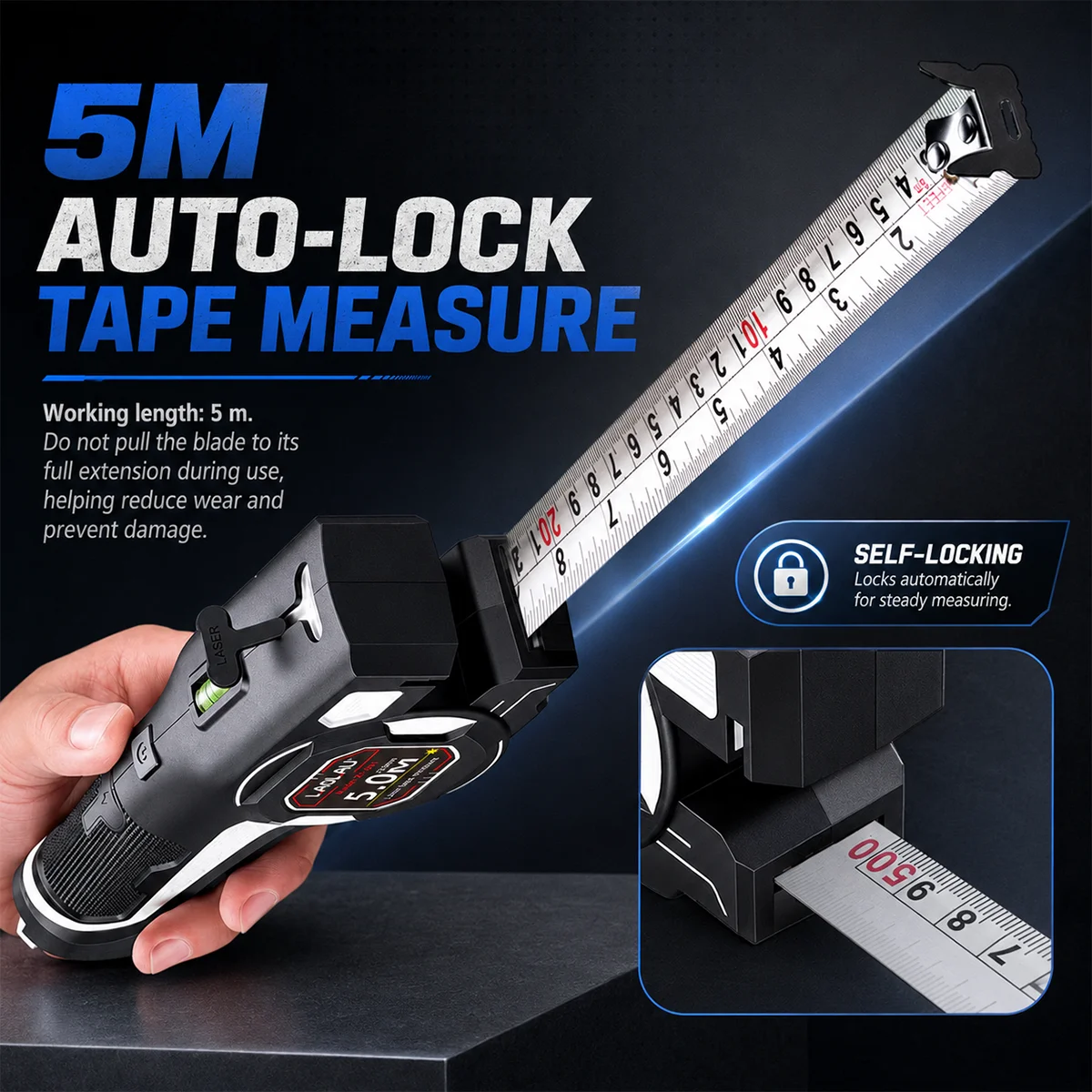 ZF-001 5M Laser Tape Measure 2 - Stanley Tape 25Ft ulasan dan harga
