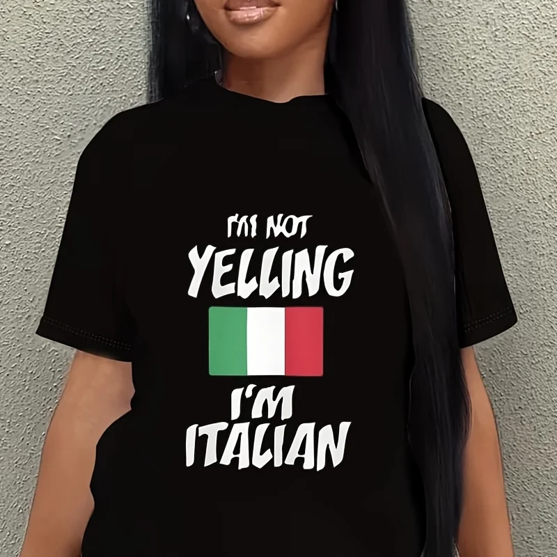 I'M Not Yelling I'M Italian Women's Plus Size T-Shirt 100% Cotton 220g