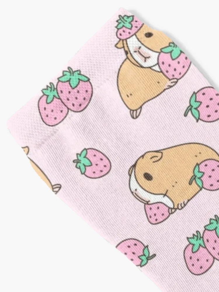 Pink Guinea Pig and Strawberry Pattern Socks christmas gift moving stockings Run man Girl\'S Socks Men\'s