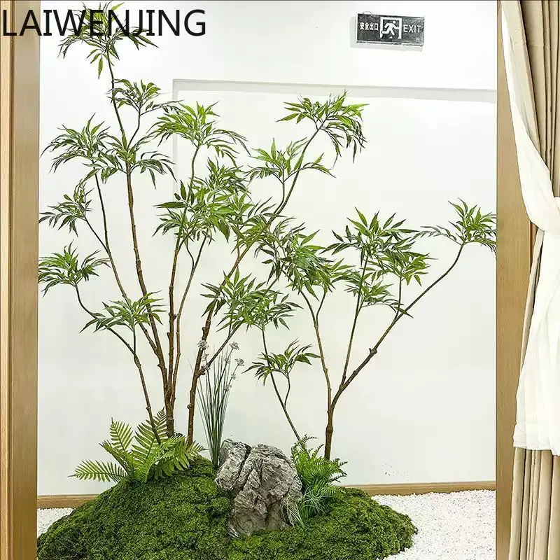 HLZ High-End Artificial Green Plant Zen Window Display Potted Plant Indoor Decoration Landscaping Floor Simple Bionic Plant