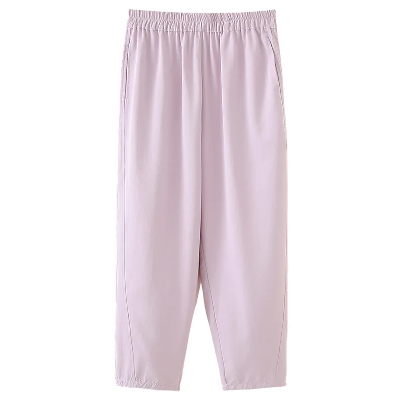 

Брюки-шаровары больших размеров, летние простые и легкие, с эластичной резинкой на талии, повседневные штаны до щиколотки 100 кг для женщин 2529