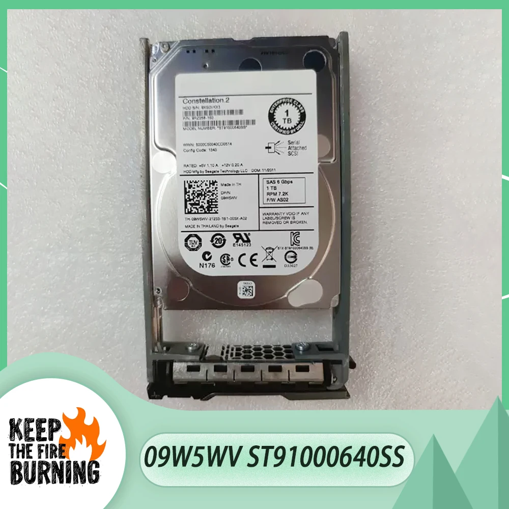 

For Dell 09W5WV 1T SAS 7.2K HDD 6G 2.5'' ST91000640SS Hard Drive