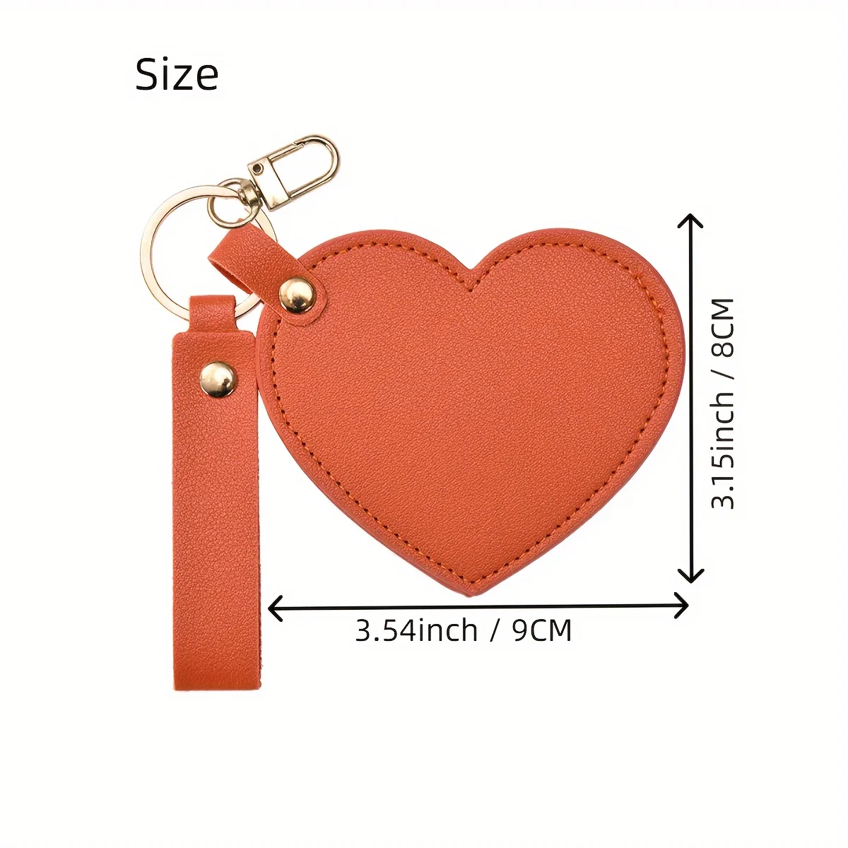 1PC Makeup Mirror Portable PU Leather Rotating Keychain Holder with Heart Mirror for Women Makeup Folding Mirror