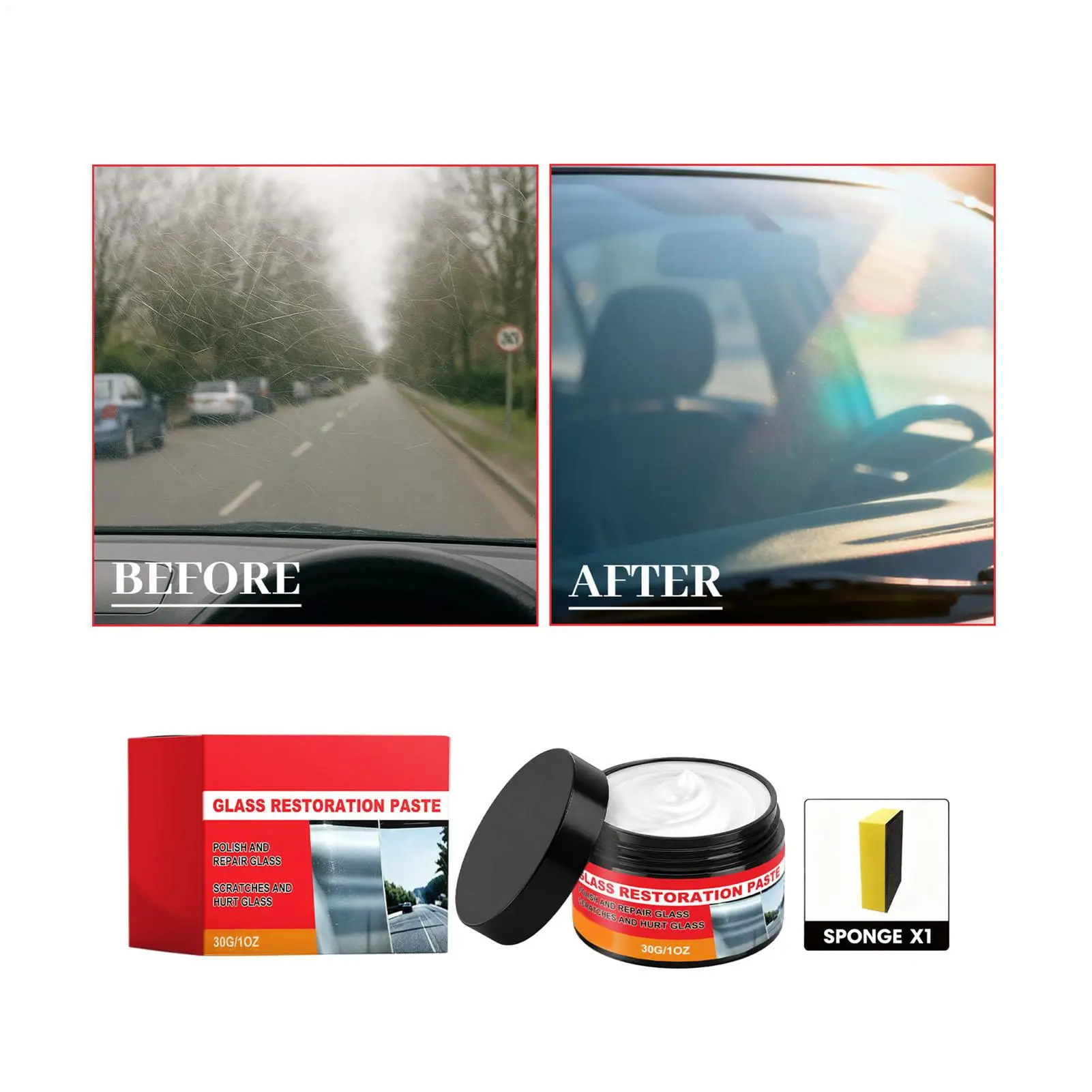 Windshield Scratch Remover Gentle Stain Removal Polishing Windshield Polishing Paste For Rearview Mirror Sunroof Truck SUV RV - view 2