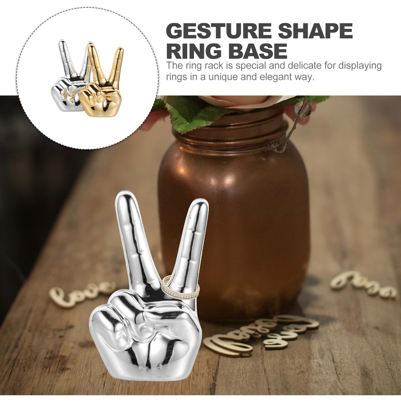 2Pcs Ceramic Finger Gesture Rings Stand Unique Display Organizer Ring Holder for Boutique Jewelry Ring Holder Rings Organizer