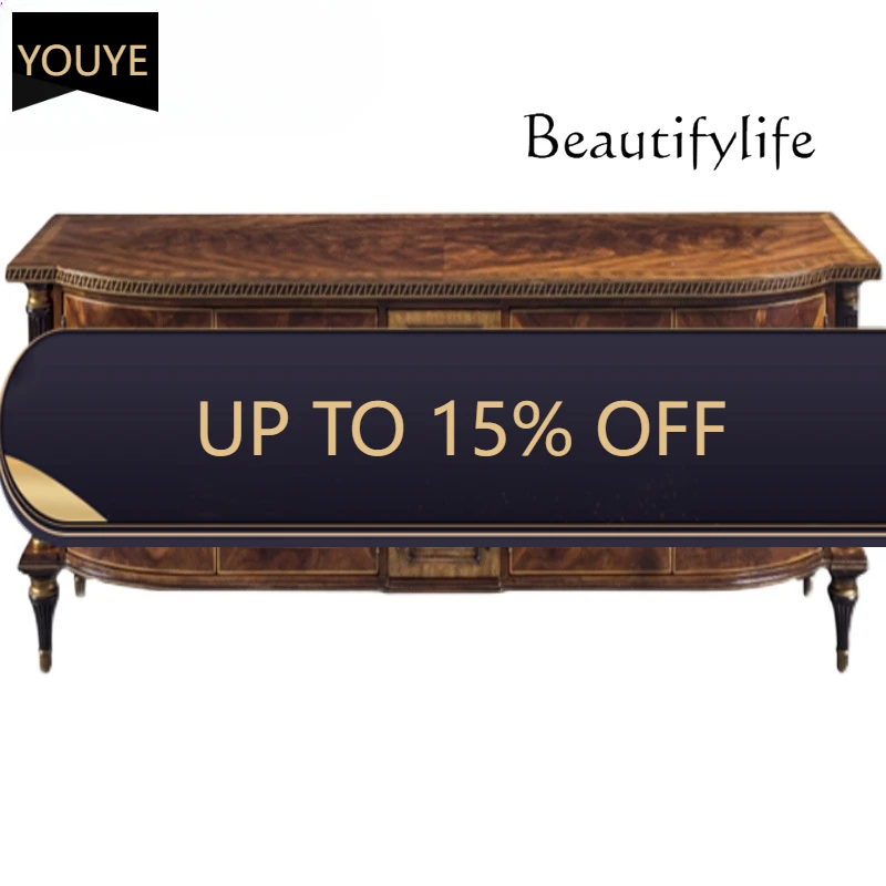 

European TV Cabinet American Classical Audio-visual Cabinet Villa Living Room Storage Light Luxury Solid Wood Video Cabinet X