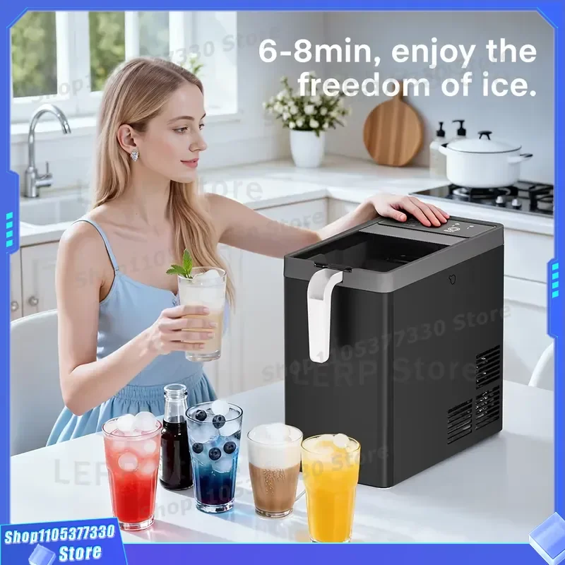 Portable High Quality New Kitchen Smart Plastic Table Top Electric 110V/220V Mini Bullet Ice Cube Maker Machine