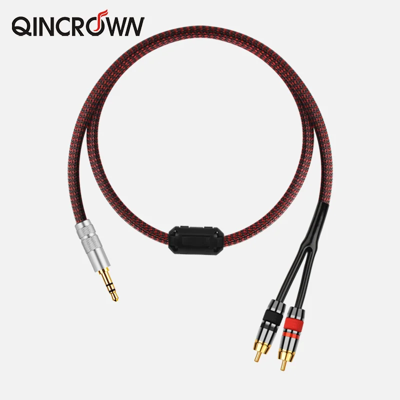 

QINCROWN GS100 3,5 мм к 2RCA аудиокабелю из чистой меди мобильный телефон кабели для подключения усилителя мощности ТВ 1 к 2 аудиокабель с разъемом