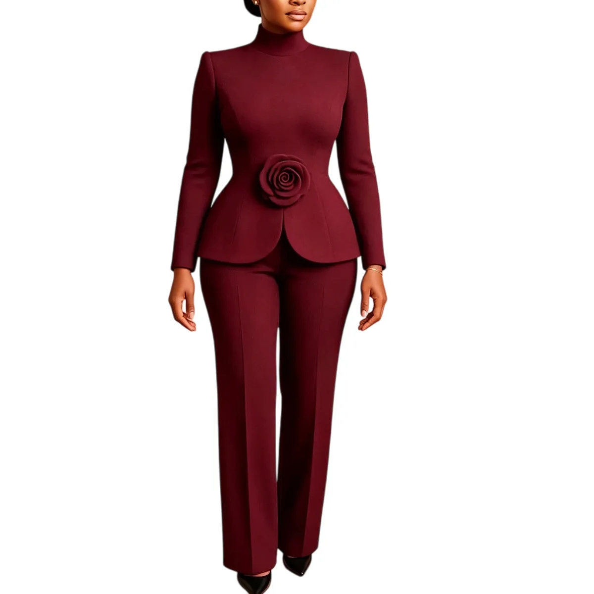 Elegant Autumn African Dashiki African Clothes for Women Long Sleeve O-neck Party Evening 2 Piece Top Long Pant Matching Sets