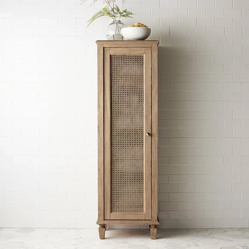 

Retro Rattan Cabinet Single-Door Storage Cabinet