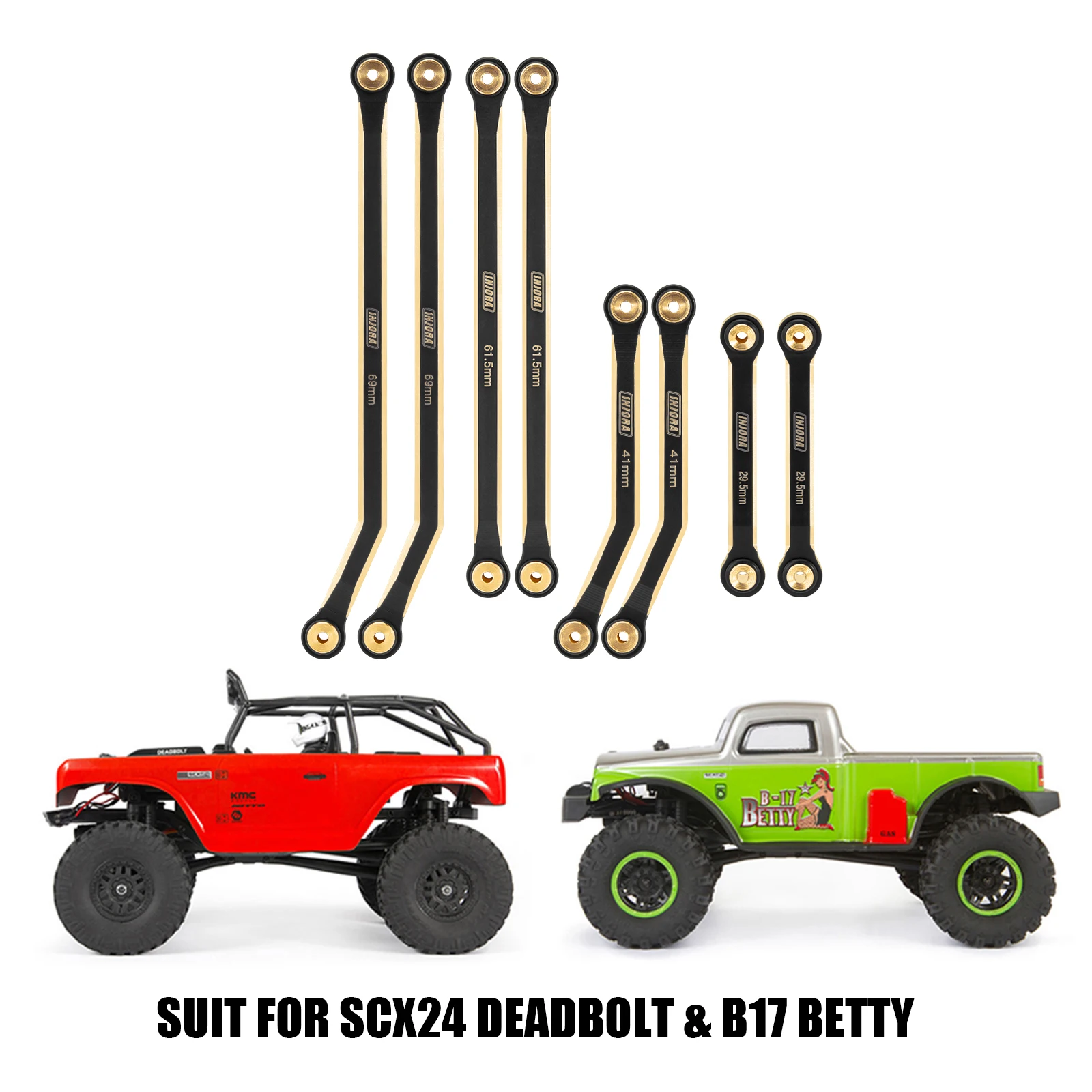 INJORA 36g Black Coating Brass High Clearance Chassis 4 Links Set for 1/24 RC Crawler Axial SCX24 Deadbolt B17